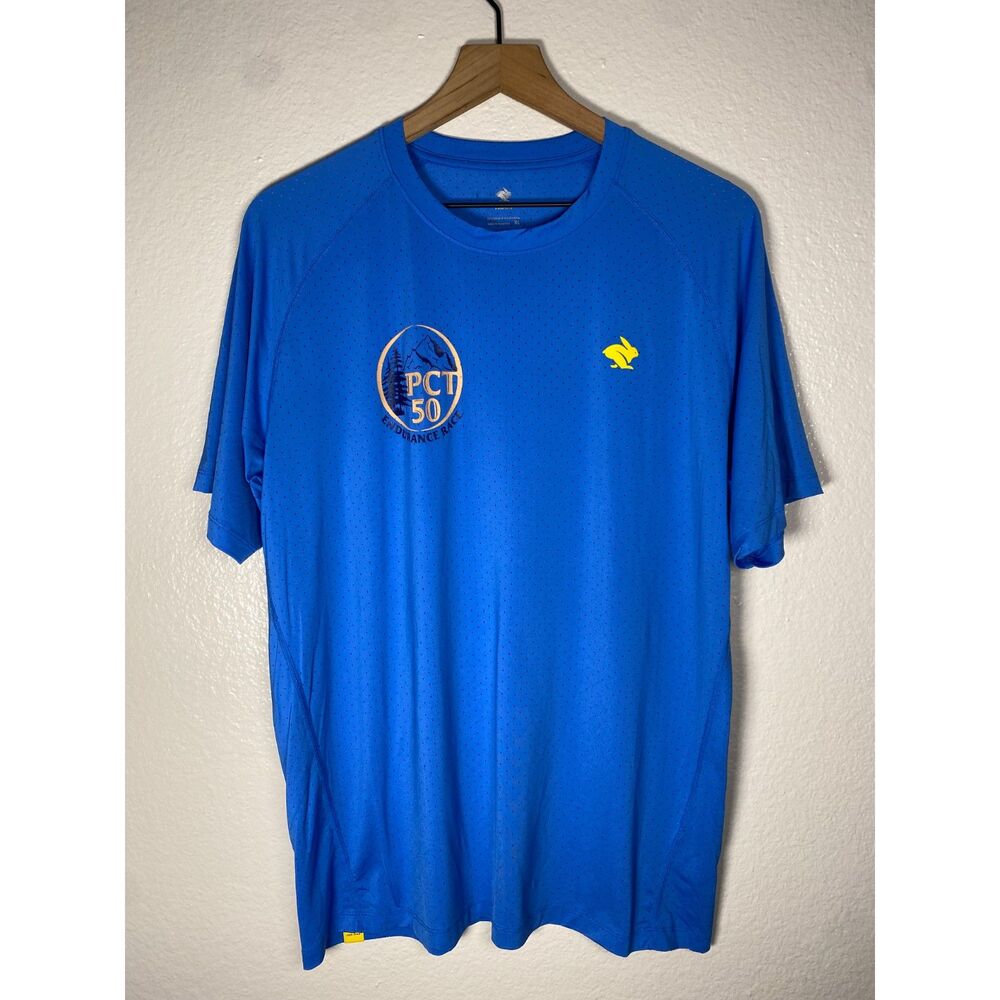 Rabbit Running EZ Tee Perf Mens XL Blue Perforated Mesh Running Shirt PCT 50